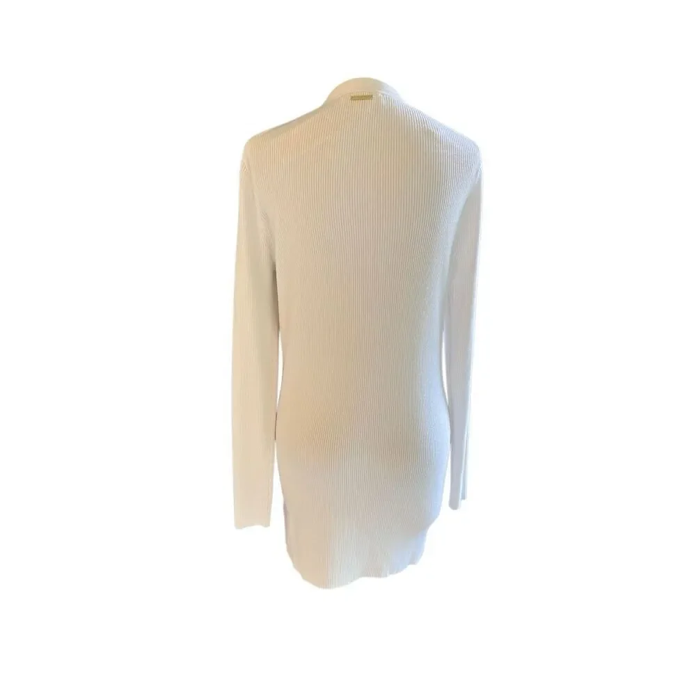 Michael Kors NWT White Long Sleeve Cardigan Tunic Sweater Small